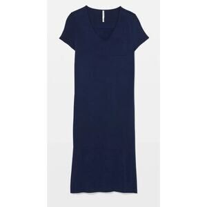 SOMA cool nights Blue V-Neck short Sleeved XXL Nightgown maxi long slit plus